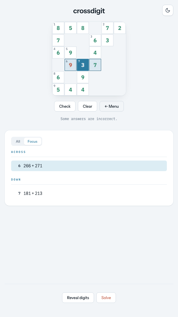 An easy puzzle being checked
